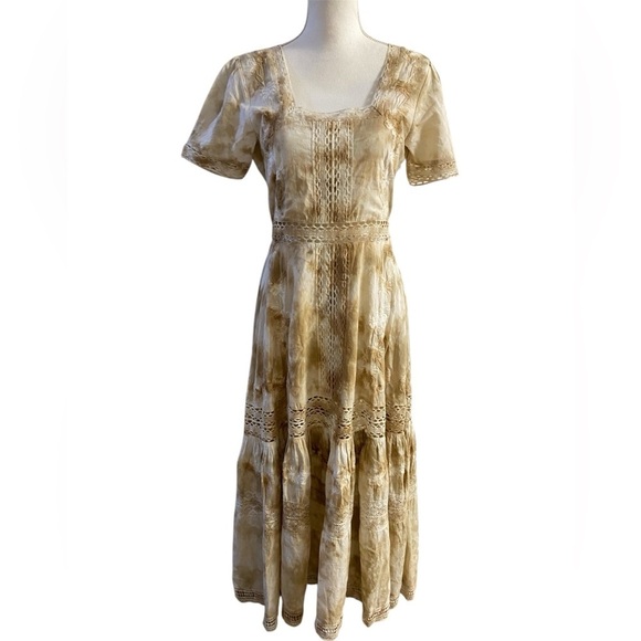 KSP India Dresses & Skirts - KSP India Pvt Ltd Tie Dye Crochet Eyelet Maxi‎ Dress Small